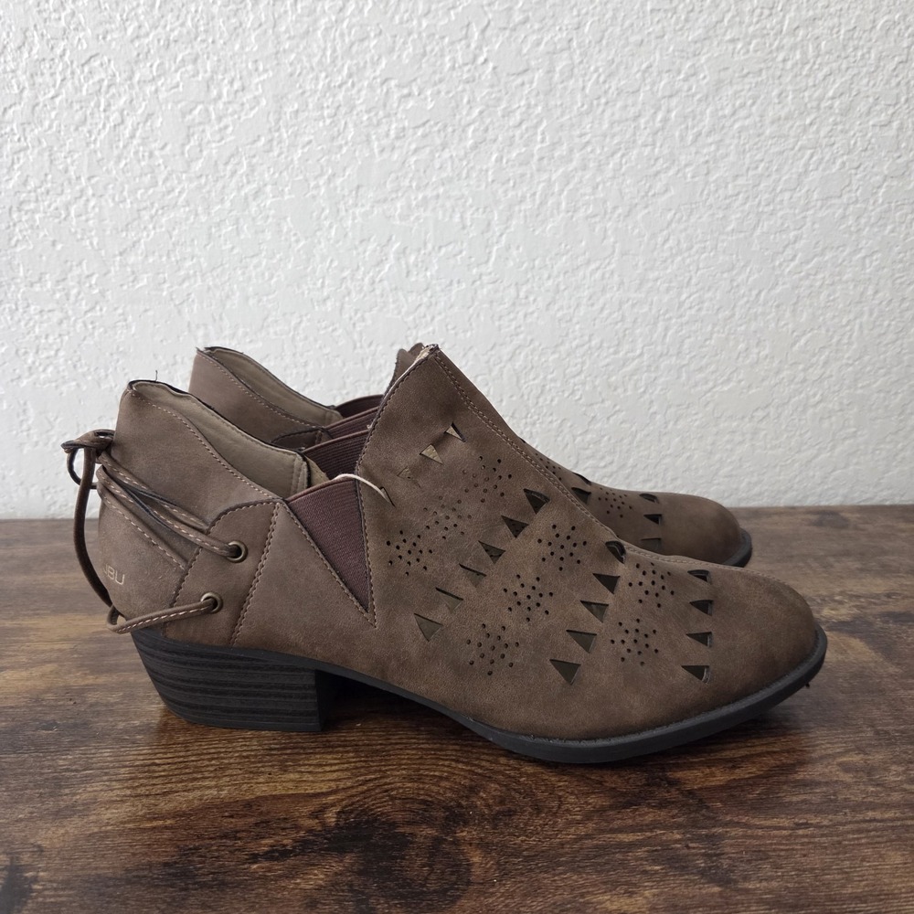 JBU JAMBU Evelyn Encore Vegan Upper Block Heel Ankle Booties‎ Brown US 11 M